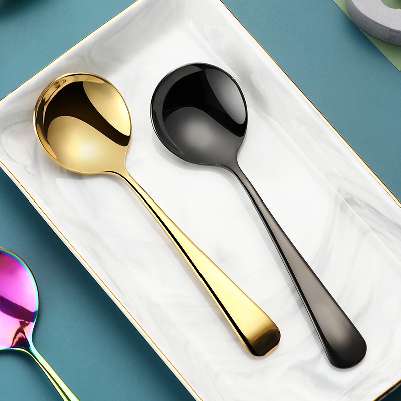 [Mới] Muỗng Cà Phê / Muỗng Uống Trà / Kem Bằng Thép Không Gỉ Tay Cầm Ngắn Nhiều Màu Sắc