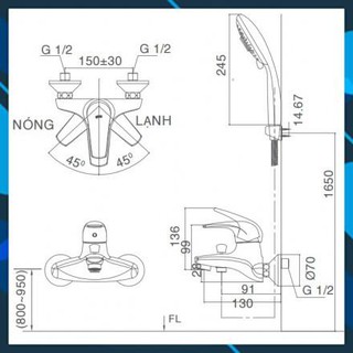 Sen tắm nóng lạnh massage Inax BFV-3003S-3C