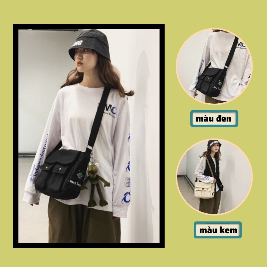 Túi Tote Đeo Chéo Unisex Cao Cấp Phong Cách Hàn Quốc Size To Đựng Vừa Sách vở, A4 vải mềm