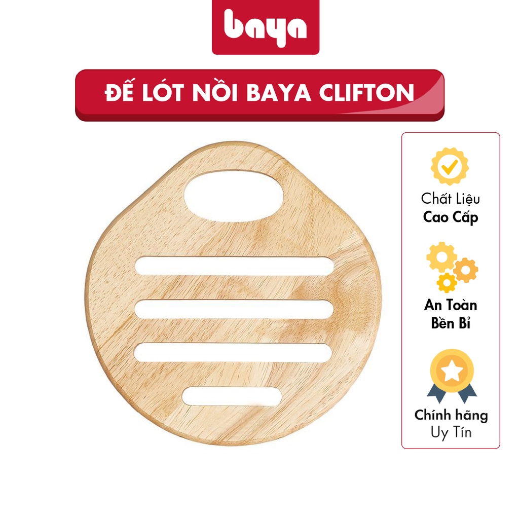Miếng Lót Nồi Bằng Gỗ Loại Tốt BAYA CLIFTON Chất Liệu Gỗ Cao Su Tự Nhiên Trang Trí Bàn Ăn Nhà Bếp
