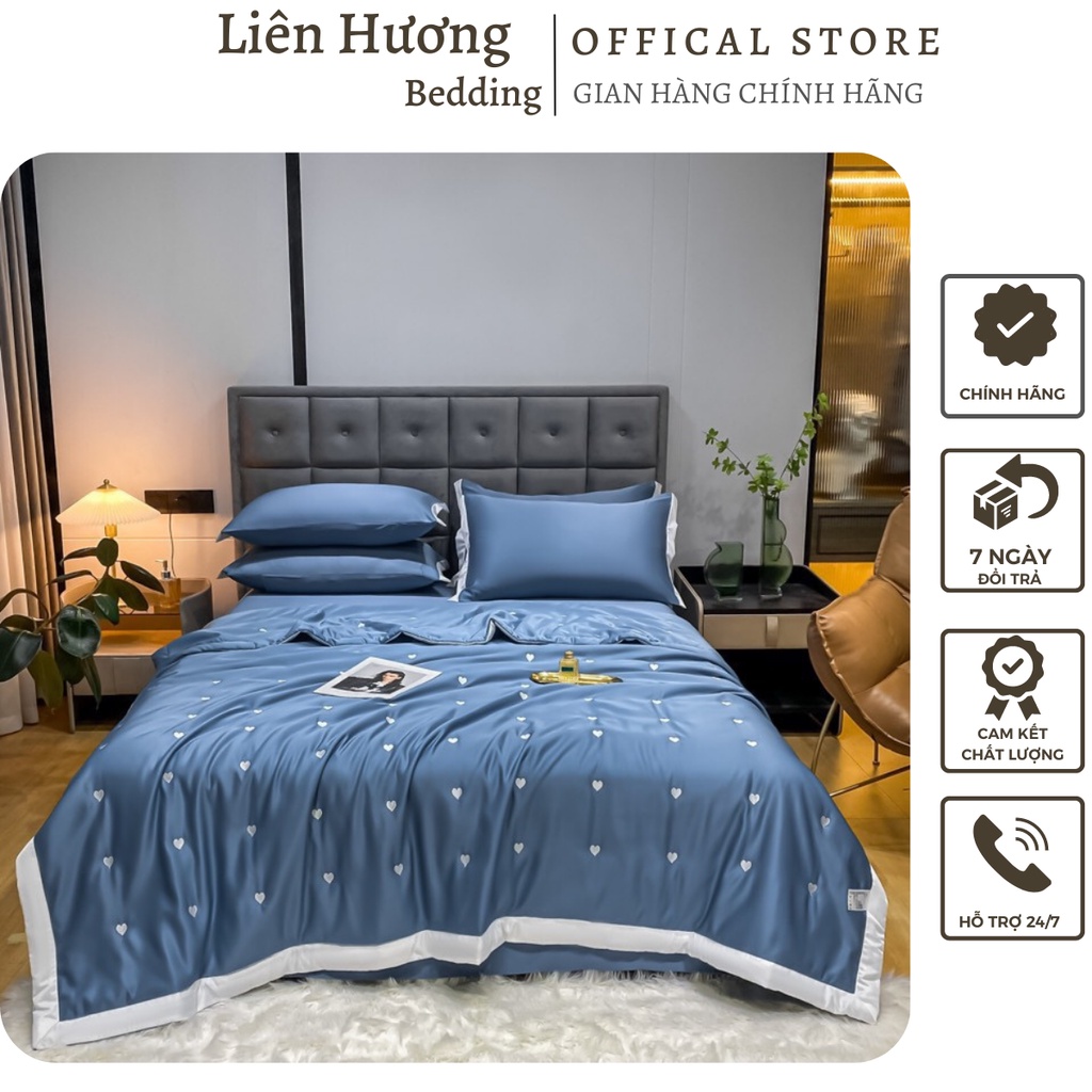 Trọn bộ chăn ga gối lụa tim chăn trần hè,chất liệu lụa mềm mịn thoáng mát chăn trần sẵn hàng đủ kích thước