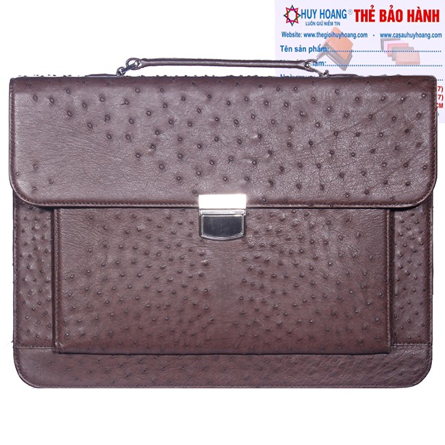 Cặp táp nam da đà điểu Huy Hoàng màu nâu đất PH6448