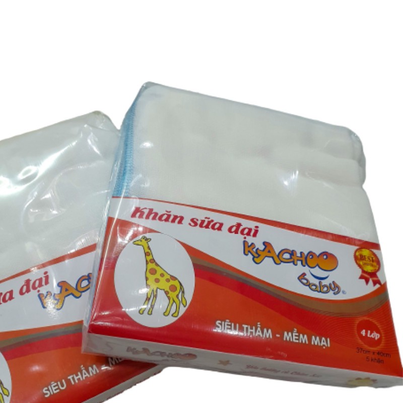 Hộp 5 cái Khăn xô sữa lớn 100% Cotton 4 lớp mềm mịn thấm hút tốt dành cho trẻ em trẻ sơ sinh 37 cm * 40 cm