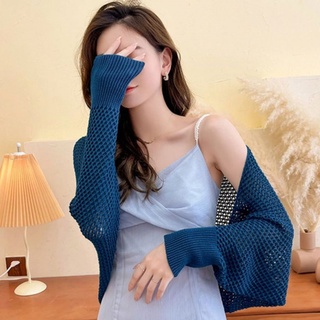 Áo Khoác Cardigan Ngắn Dệt Kim Vải Lưới Mỏng Chống Nắng Nhiều Màu Sắc Phong Cách Hàn Quốc Dễ Phối Đồ Cho Nữ