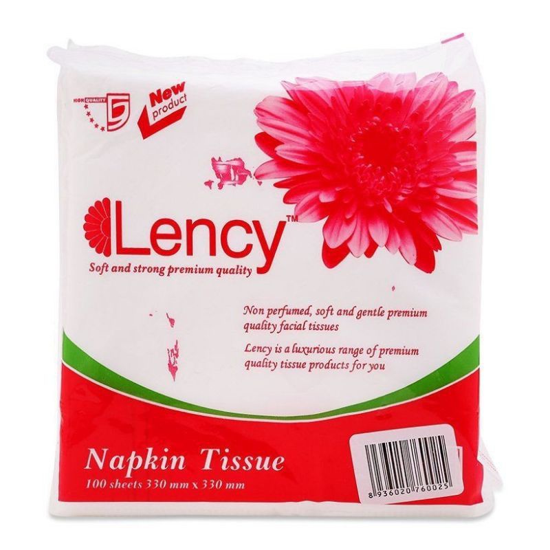 Khăn giấy vuông Lency 100 tờ 2 lớp 33×33cm