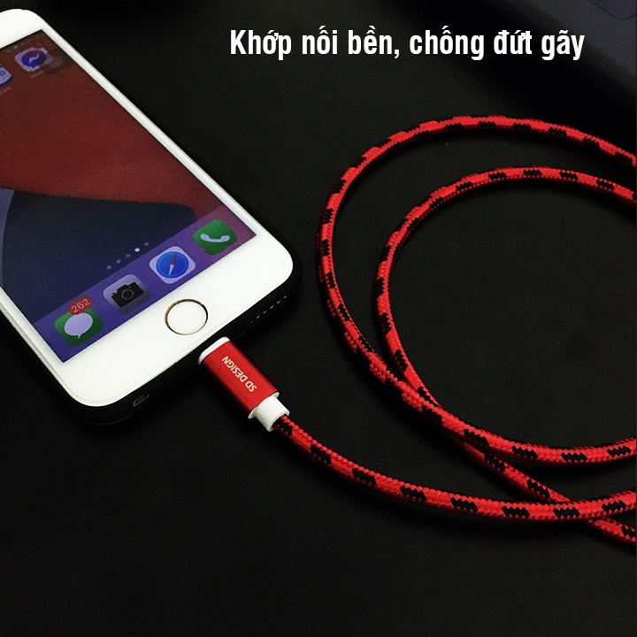 Dây cáp sạc chân ,micro bọc dù SD DESIGN L1 cho ip,samsung,xiaomi,… Mario Case