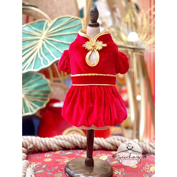 Đầm Nhung Tùng Bí cho chó mèo
