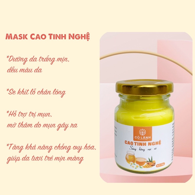 Mặt nạ Cao tinh nghệ Cỏ Lành 75G Dưỡng da mờ thâm,nám giúp da trắng sáng