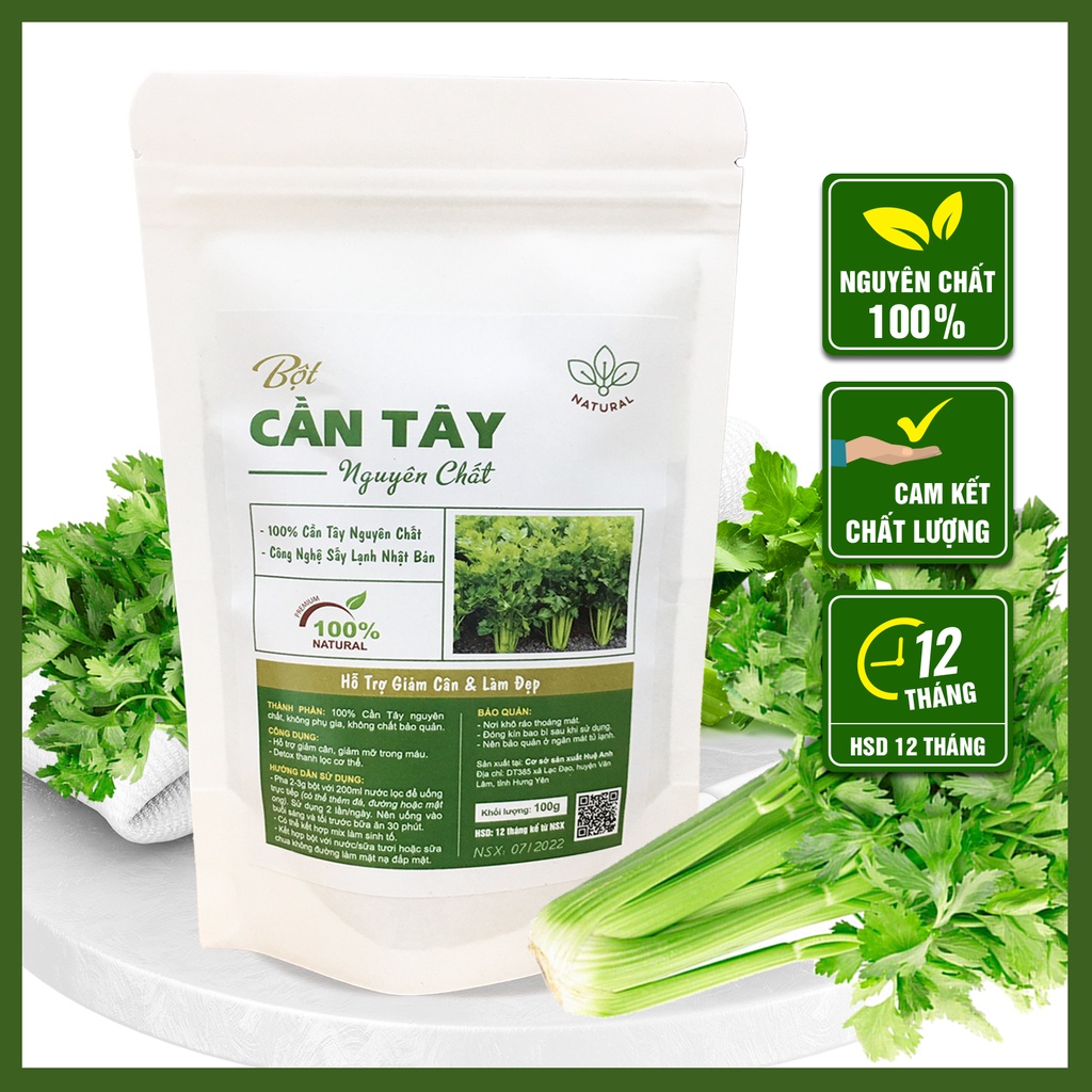 100gr Bột cần tây sấy lạnh nguyên chất 100% | Hỗ trợ giảm cân và làm đẹp