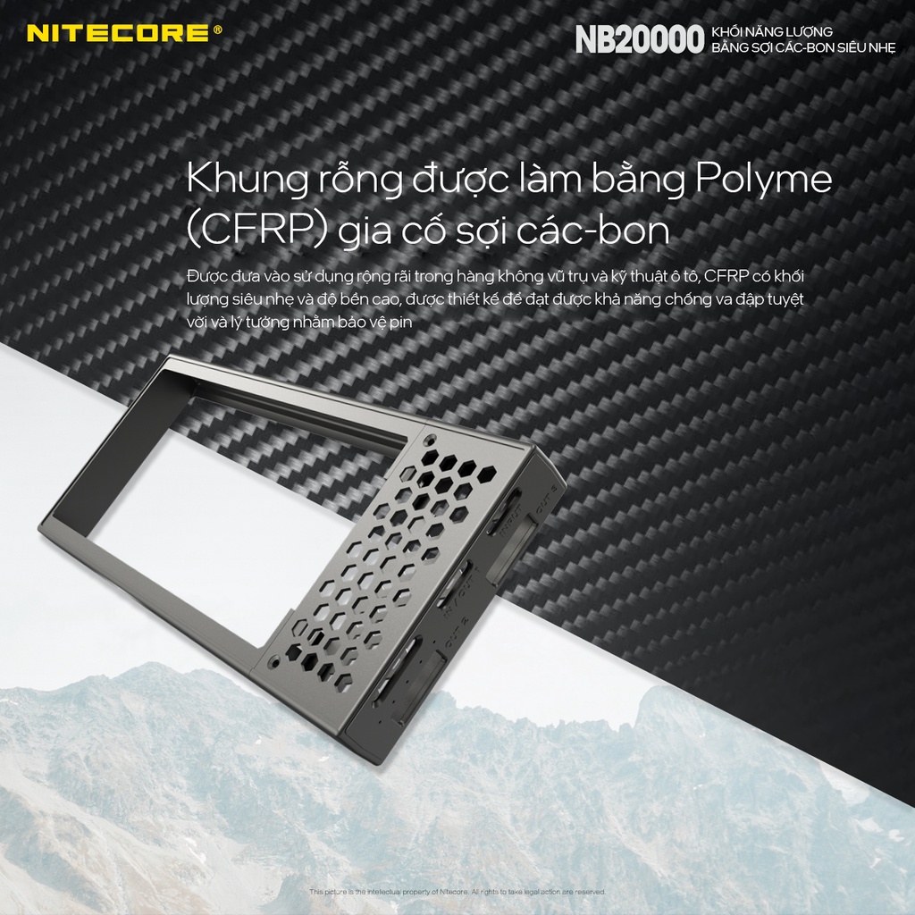 Sạc dự phòng - NB20000 - Nitecore - Sạc dự phòng khung vỏ Cacbon siêu bền