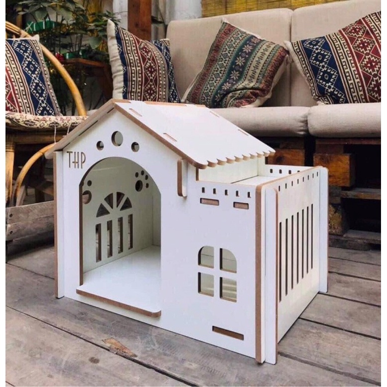 Size L Nhà gỗ MDF giá rẻ cho thú cưng.