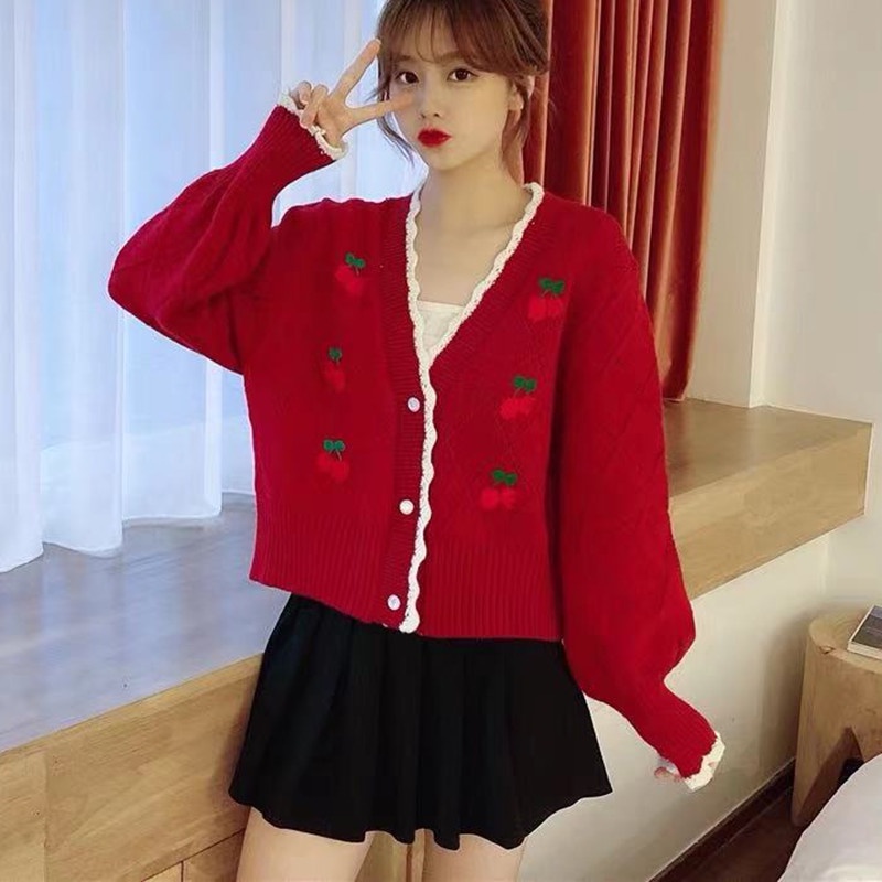 SUXI Áo Khoác Sweater Dáng Rộng Kiểu Vintage Hàn Quốc Thời Trang Xuân Thu Cho Nữ