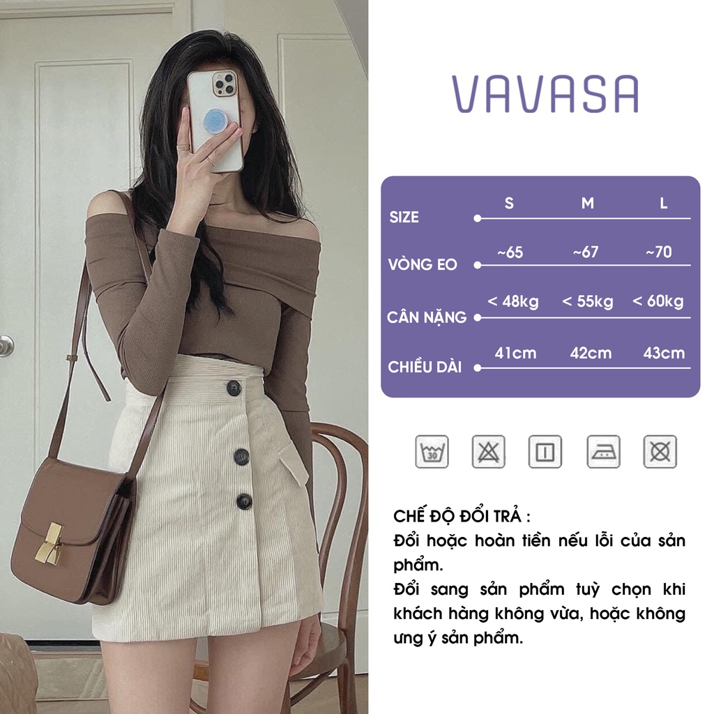 chân váy chữ a ngắn lưng cao công sở bigsize nhung tăm VAVASA CV20 | BigBuy360 - bigbuy360.vn