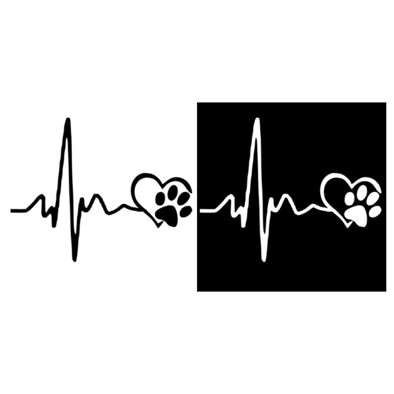 Đề Can Dán Trang Trí Mui Xe Hơi Hình Dấu Chân Cún Và Trái Tim Đáng Yêu