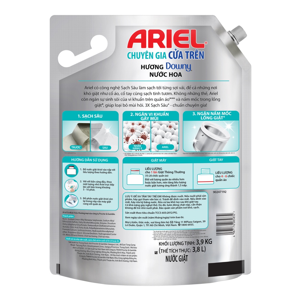 Combo Nước Giặt ARIEL Matic Nắng Mai 4.1KGx2/ Hương Downy 3.9KGx2