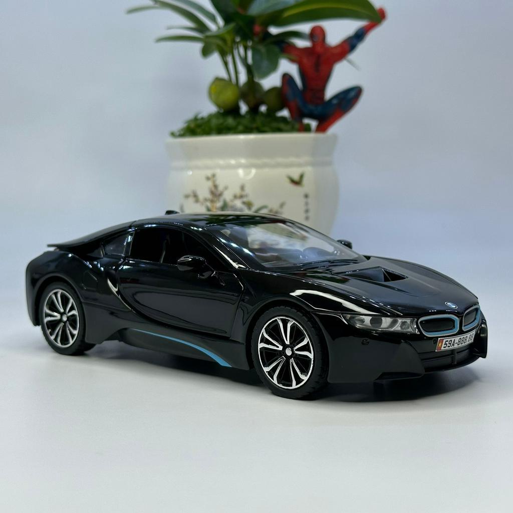 Mô hình siêu xe BMW i8 tỷ lệ 1:22 bằng kim loại hãng JiaYe tặng BIỂN SỐ VIP