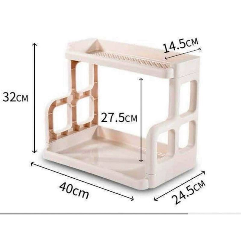 Kệ gia vị 2 tầng đựng đồ nhà bếp , nhà tắm đa năng - Kệ nhựa đựng gia vị 2 tầng loại ô vuông chữ H