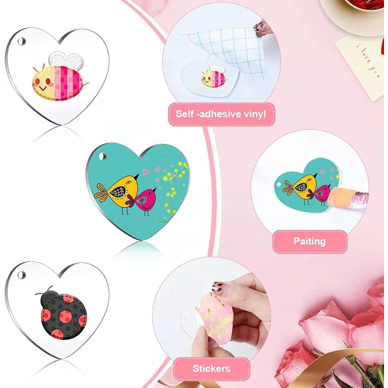 Set 30 / 60 Đĩa Tròn Acrylic Trong Suốt Có Lỗ Dùng Để Làm Móc Khóa DIY