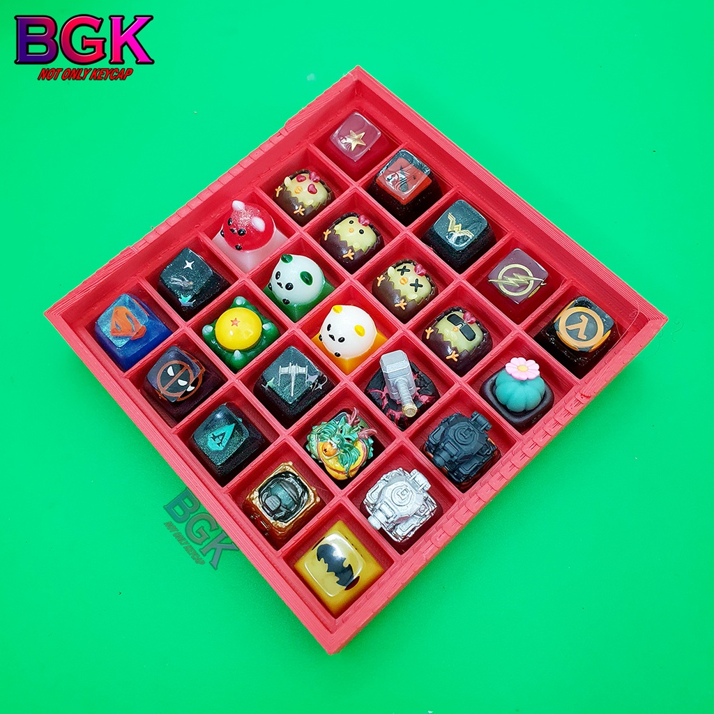 Hộp Đựng Keycap Có Chân Dựng Tăng Độ Dựng 5x5 và 7x7 đựng keycap Artisan bằng nhựa