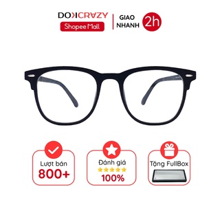 Gọng kính cận vuông nam nữ DOKCRAZY mắt không độ giả cận thời trang phong cách retro Hàn Quốc SINO