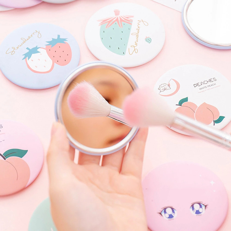 Gương trang điểm mini hình tròn in hoạt hình đáng yêu