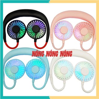 Quạt mini đeo cổ có đèn LED tiện lợi 2021 dáng thể thao