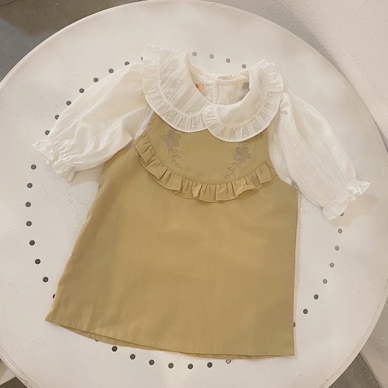 Yếm váy cho bé 1 đến 5 tuổi MICK AND MILK, Đầm bé gái thêu hình dễ thương