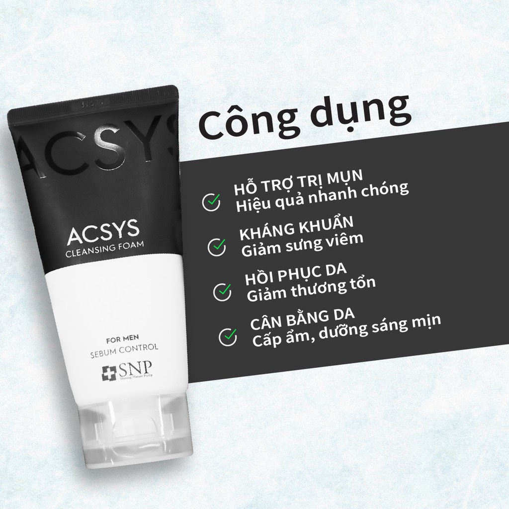 Sữa rửa mặt cho nam ngừa mụn & kiểm soát nhờn SNP ACSYS Cleansing Foam 120ml - Mỹ phẩm chính hãng 30Shine