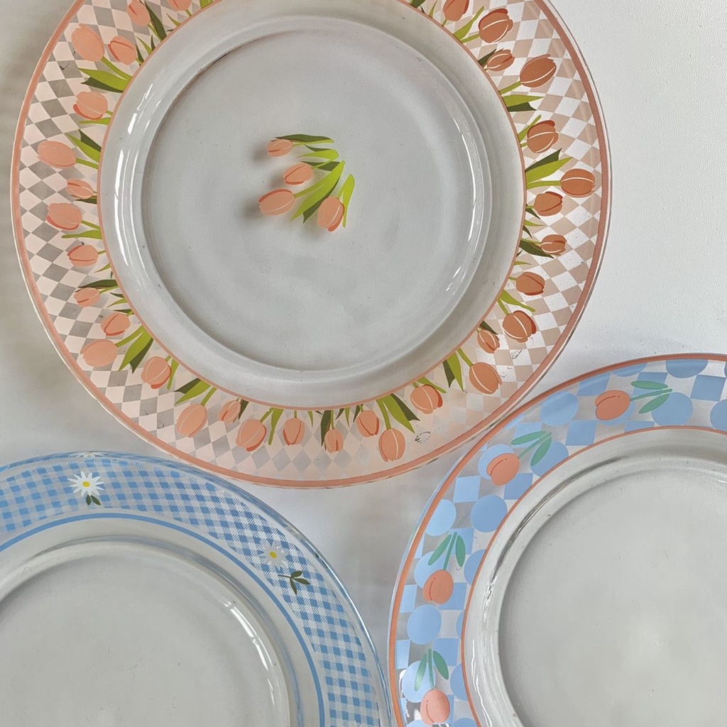 Đĩa Thủy Tinh Tráng Miệng Tráng Miệng Hình Hoa Tulip Phong Cách Hàn Quốc