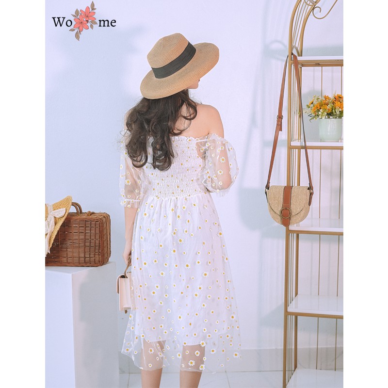 Váy hoa cúc nhí nhún ngực phối ren dáng xòe đi dự tiệc, đi chơi hàng cao cấp VHC | BigBuy360 - bigbuy360.vn