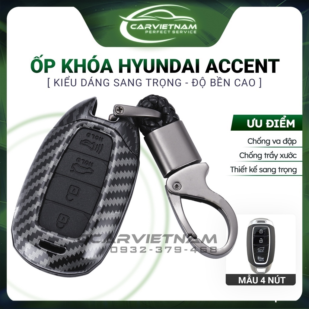 Ốp Chìa Khoá Hyundai Accent 2021-2022 - Bọc Chìa Khoá Ô Tô Vân Carbon