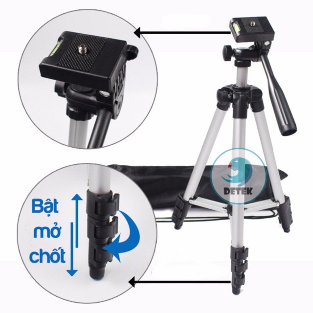 Giá đỡ 3 chân máy chụp ảnh Tripod TF-3110 + Miếng kẹp điện thoại - Giá Đỡ Livetream Quay Phim Tiện Lợi