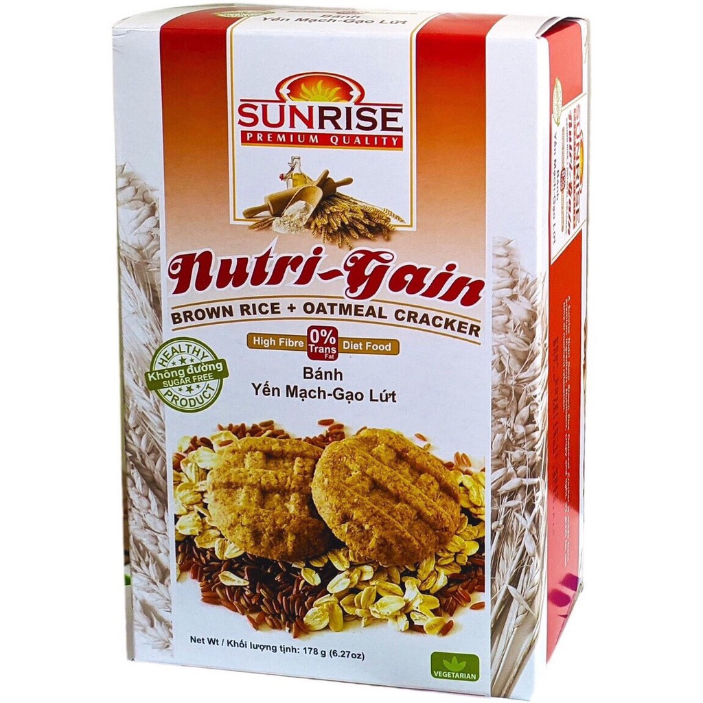 Bánh ăn kiêng yến mạch SUNRISE NUTRI GAIN hộp 178g