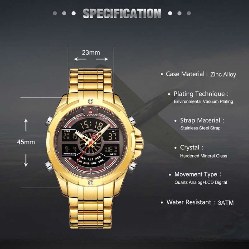 Đồng Hồ Đeo Tay NAVIFORCE 9170 Chống Nước Phát Quang Dành Cho Nam