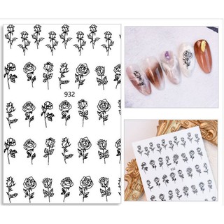 Sticker dán móng hoa hồng đen/ trắng