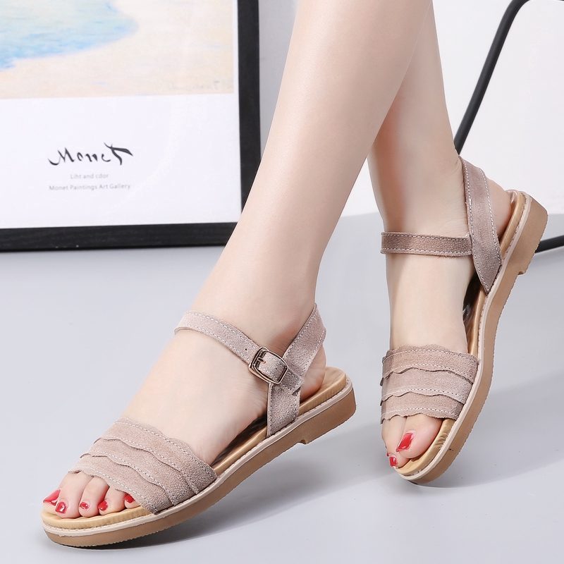 Sale 70% Giày sandal nữ đế xuồng da thoải mái, BEIGE,40 Giá gốc 330,000 đ - 68A73