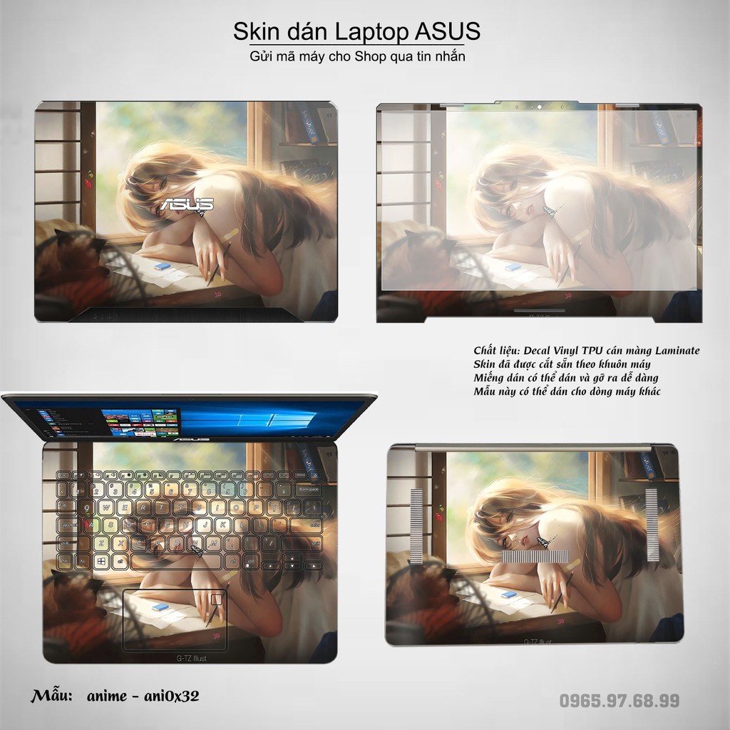 Skin dán Laptop Asus in hình Anime image (inbox mã máy cho Shop)