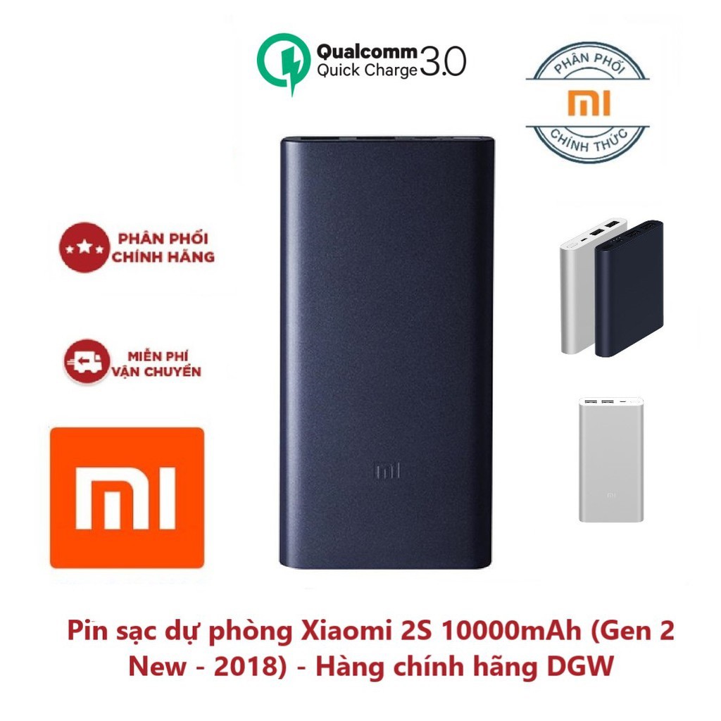 Sạc Dự Phòng Xiaomi Gen 2S Version 2018 10000 mAh 2 Cổng USB Hỗ Trợ QC 3.0