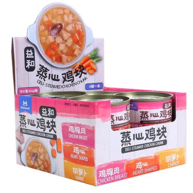 Thịt hộp dành cho ( chó &amp; mèo ) thịt gà &amp; lòng trứng gà &amp; tim gà tươi (100g)