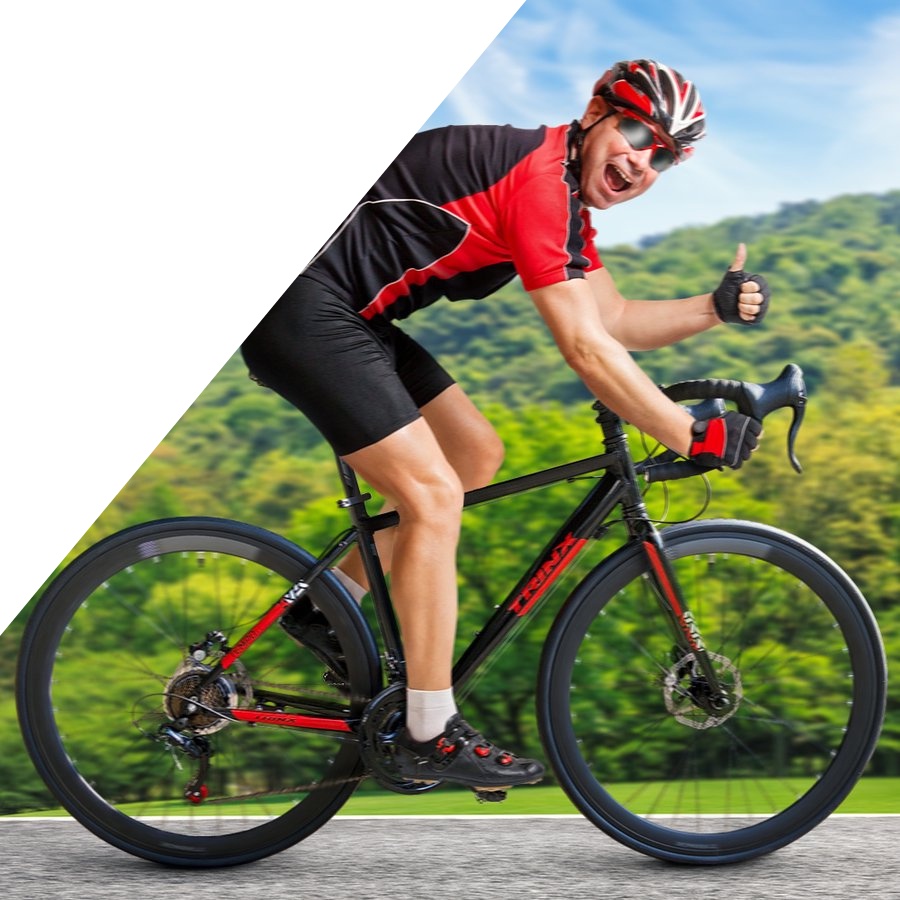 Xe đạp đua TrinX Tempo 1.1, Khung sườn hợp kim nhôm, Bộ truyền động Shimano 21 tốc độ, Bánh xe 700x25C, màu đỏ đen