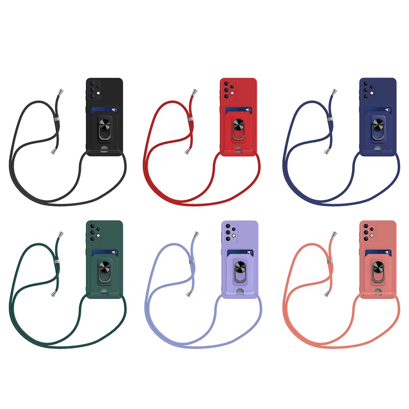 Samsung A52 5G ốp lưng Card Slot Finger Ring Holder Soft Phone Case A52 5G A52 A02s A03s A30s A50s A50 A72 5G A72 A20 A30 A53 5G A73 5G Camera Protection Anti-fall Shockproof Cases &amp; Covers With Lanyard