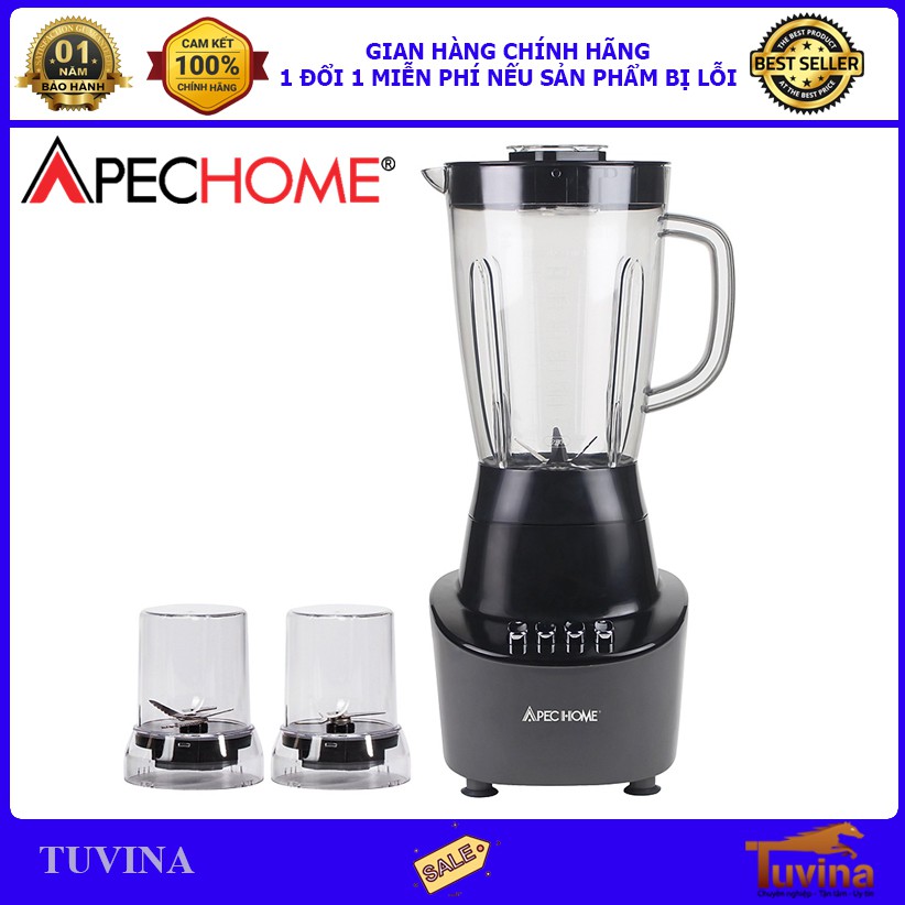 Máy Xay Sinh Tố Apechome 3 Cối 1.5 Lít DL-APH18R - Công Nghệ Thái Lan - Hàng Chính Hãng (Bảo Hành 12 Tháng)