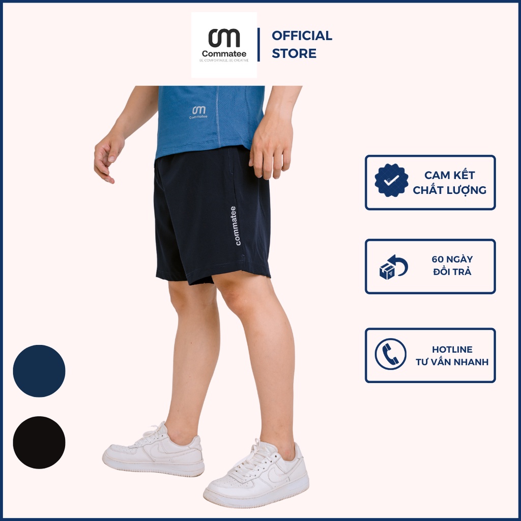 Quần short nam dáng thể thao co giãn có túi khóa kéo thương hiệu Commatee QXD001