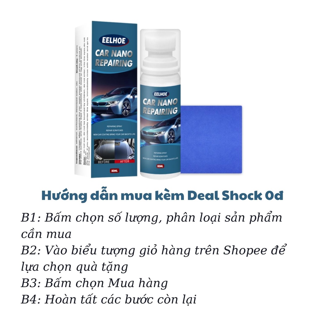 [GIÁ TỐT] Phủ nano dạng lỏng chống thấm cho xe ô tô Eelhoe car nano repairing 80ml