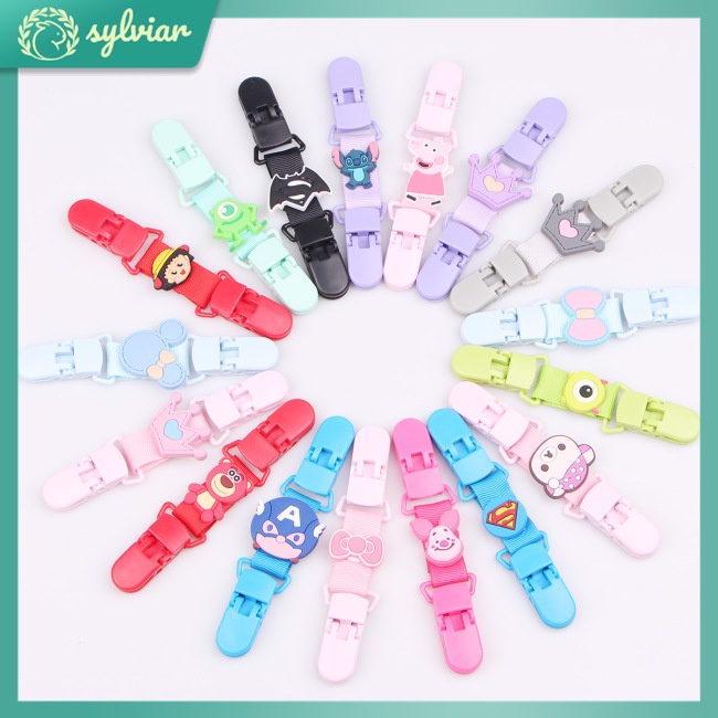 [sylviar] Kẹp Khăn Ăn Bằng Silicon Họa Tiết Hoạt Hình Cho Bé hain
