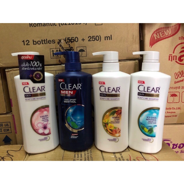 Dầu gội Clear Bạc Hà, Anh Đào, Men, Thảo Dược Thái Lan