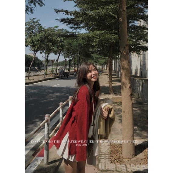 [Mã 2611THTRANG100K hoàn 10% xu đơn 99K] (Ảnh thật) Áo len mịn cổ tròn xẻ tà Hàn Quốc 7 màu the.sweaterweather TSW