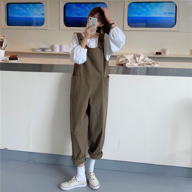 Yếm Vải Dài Dáng Thụng Bụi Bặm Cho Bạn Nữ | BigBuy360 - bigbuy360.vn