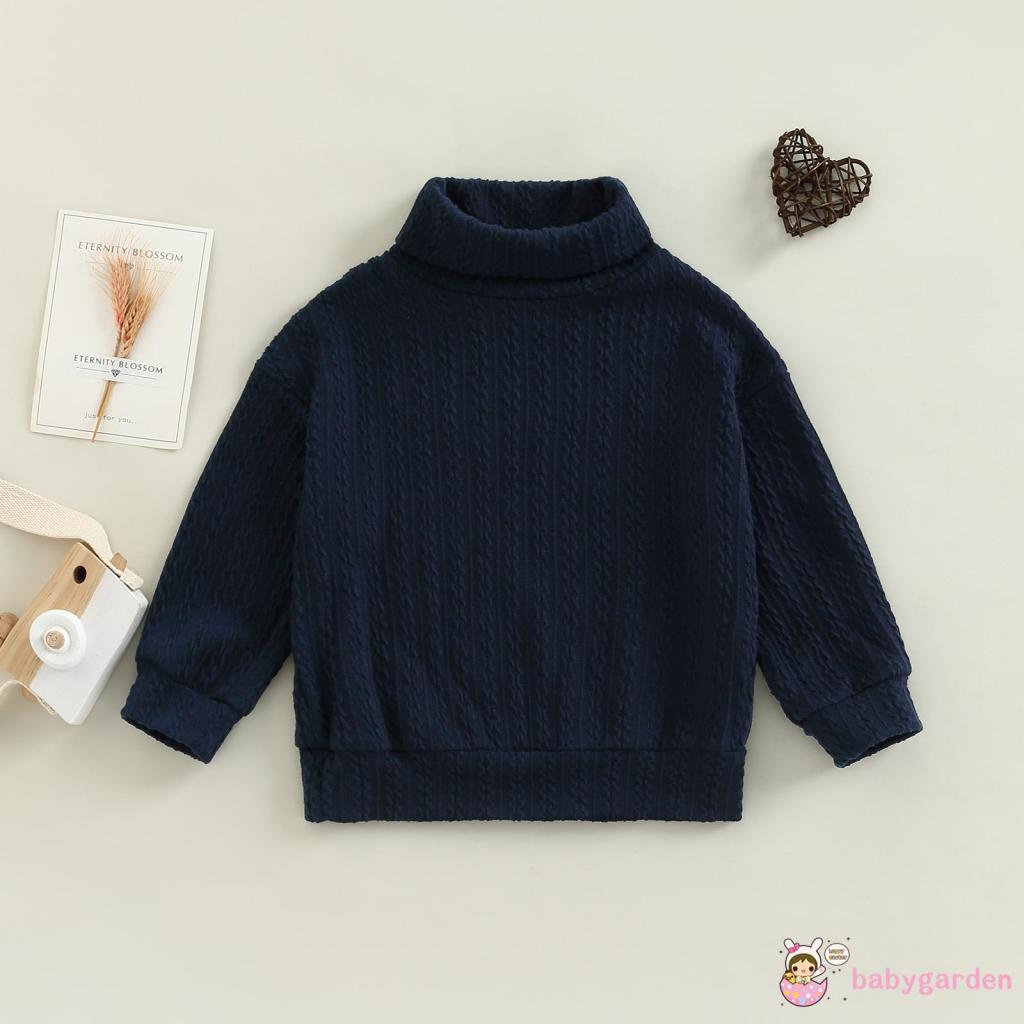 Áo Dệt Kim Tay Dài Cổ Lọ Màu Sắc Đơn Giản Cho Bé Trai 1-6 Tuổi