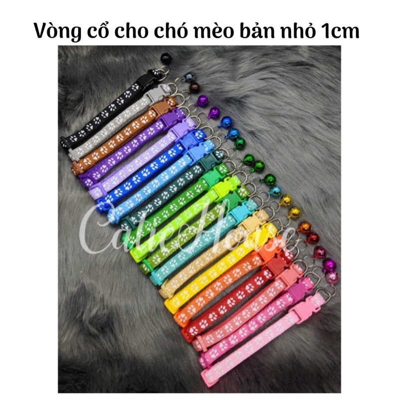 Vòng cổ họa tiết chân cún cho chó mèo dưới 8kg 1cm